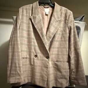 H&M Check/Plaid Oversized Blazer - Size Large